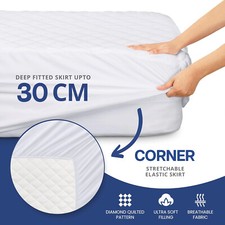 Extra Deep Quilted Mattress Protector Bed Topper Cover Fitted Sheet Pad All Size