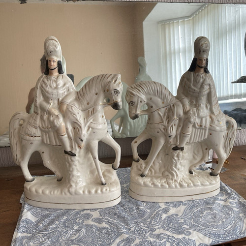 Antique pair ceramic horse - pair,