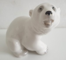 VINTAGE PORCELAIN USSR LOMONOSOV SEATED "POLAR BEAR" FIGURINE 