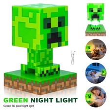 Minecraft Creeper Icon Light Kids Green Pixel Lamp Bedroom Night Light Gift