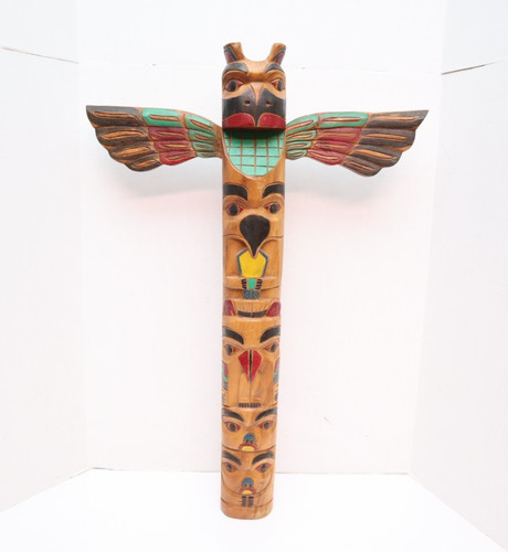 Large carved totem pole - large, 30"
