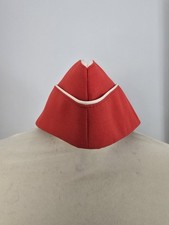 Red Airlines Cabin Crew Usherette Style Side Cap white piping Size 57 58