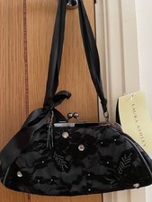 LAURA ASHLEY Black lace beaded