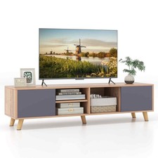 ]TV Stand for TVs up to 65” Modern Rustic TV Cabinet w/ Open Shelf