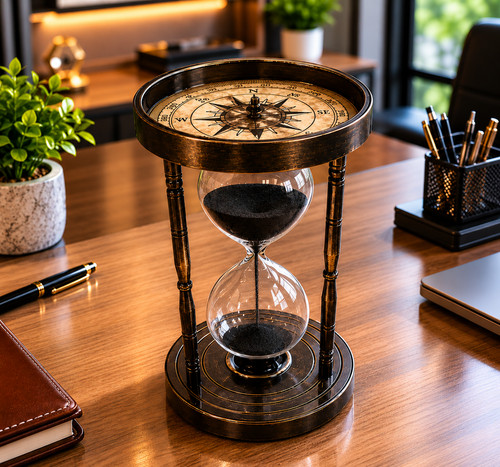 Vintage brass hourglass with - brass,