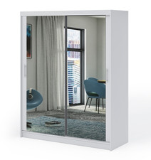 SKY FULL MIRROR SLIDING DOOR WARDROBE 4 COLOURS 5 SIZES, OPTIONAL DRAWERS