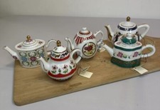 Stunning Porcelain Art Vintage Miniature Tea Pots Edition x5  Rare