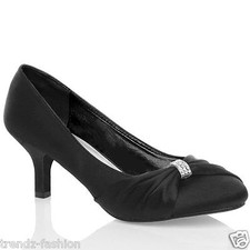LADIES SATIN LOW MID HEELS