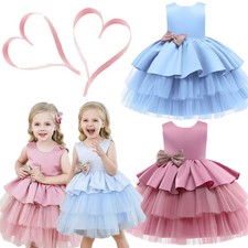 Girls Sequins Flower Girl Dress Sparkly Princess Birthday Bridesmaid Tutu Outfit