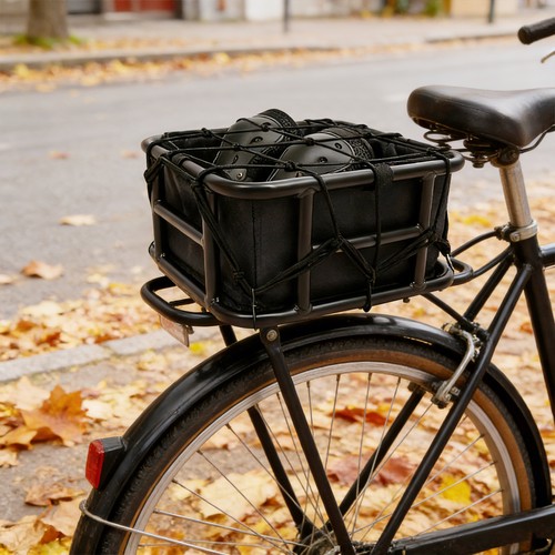 Black iron bicycle basket rear - iron,