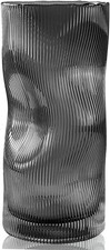 Black Grey Glass Vase for Flowers, Large Tall Ribbed Flower Vases for Gift Livi