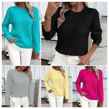 Ladies Women Cable Knit Long