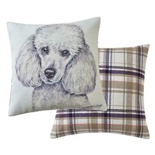 MINI POODLE SEAT CUSHION 100% POLYESTER FILLED 43 X 43CM WITH CHECK DESIGN REAR