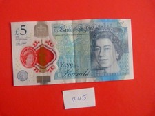 AN AA numbered £5 POLYMER CIRCULATED NOTE AA02 598896