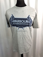 Barbour Print T-Shirt Short Sleeved Smart Casual Designer Grey Large E3890