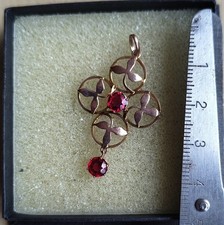 Edwardian Antique Garnet Pendant 9ct Gold, Circa 1900