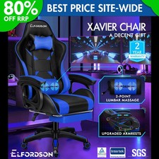 ELFORDSON Gaming Office Chair Massage Recliner Padded Swivel Footrest Computer