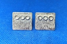 Pair Of Vintage Retro Scottish Sterling Silver Textured Cufflinks Edinburgh 1980