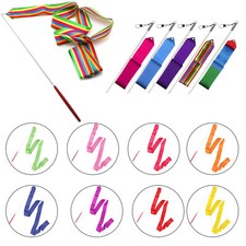 Gym Dance Ribbon Rhythmic Art Gymnastic Streamer Baton Twirling Rod Stick 5/10x