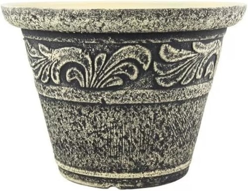 Round plastic grey - round, pot