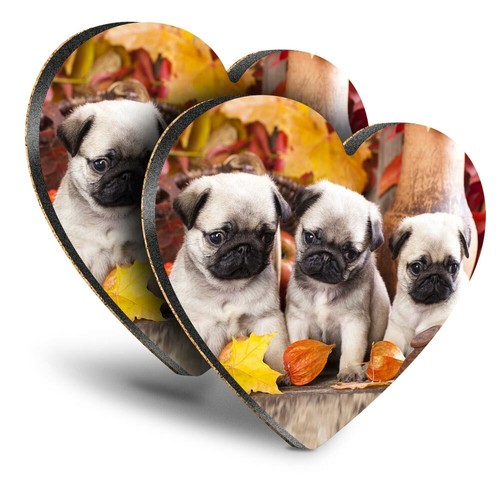 Heart mdf coasters pug - heart,