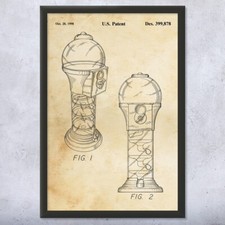 Gumball Machine Patent Wall Art: Candy Store Decor, Retirement Gifts, Diner Art