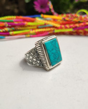 Men's Ring 925 Silver Sterling Turquoise Size 28 U32