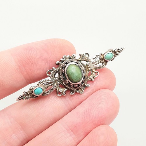 Antique solid silver turquoise - silver,