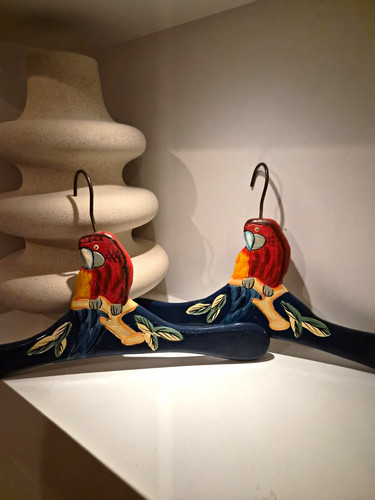 Pair hand painted wooden - pair,