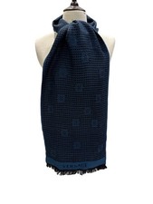 Pre-owned Genuine Versace 100% Wool Scarf Blue and Black