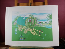UNFRAMED VINTAGE PRINT–GYPSY WAGON IN LANDSCAPE–SIGNED “A. ???” – UNKNOWN ARTIST