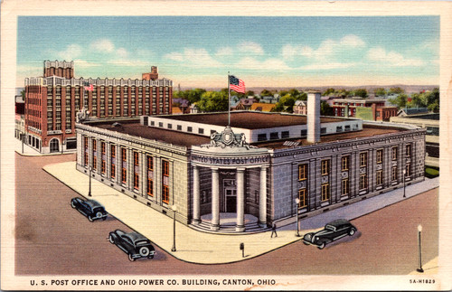 Postcard post office and - office,