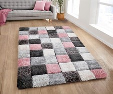 Shaggy Blocks Rug 3D Living