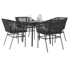 Garden Dining Set Black, Dark