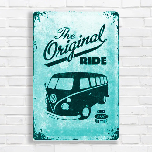 Vintage camper van teal - vw,
