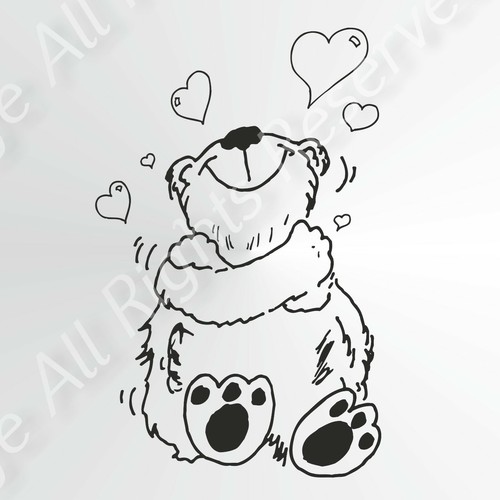 Love bear reusable stencil - love,