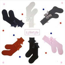 BNWT girls Spanish Romany knee high satin double bow socks various colours