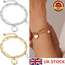 Heart Charm Bracelet for Women Girls，Love Pedant Chain, Birthday Jewelry Gift UK