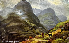 1906 Glencoe The Three Sisters, Raphael Tuck Vintage Postcard Scottish Highlands