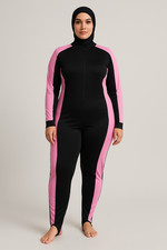 Modest Full Coverage Swimsuit Black Pink Size L Islamic Swimwear No Hijab