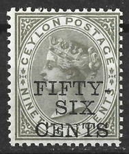 CEYLON QV 1885 56c ON 96c DRAB