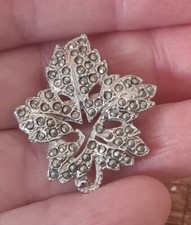 Vintage Brooch Marcasite Maple