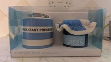 Rare Complete TG Green Cornish Blue and White Breakfast Preserve Set