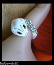 Snake Wrap Ring White Crystals Dull Gold Unusual Ring Gift for her Steampunk