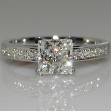 2.67 TCW Princess Cut White Moissanite Engagement Ring In 14k White Gold Plated