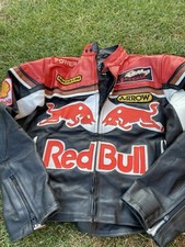 Unisex Leather vintage Red Bull Jacket size Small Motorbike Biker  cafe racer