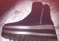 Abba Style Navy & Gold Leather Ankle Boots UK 5 Eur 38 New Costume Halloween