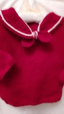 Red Sweater 6-12 Months Pretty Red Sailor Collar Edged Soft Cream Chain Stitch 