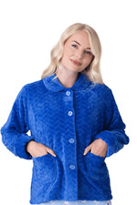 Camille Womens Supersoft Button Front Embossed Bed Jacket