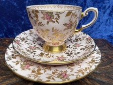 Vintage R.H.&S.L. Plant Tuscan China 'Du Barry Rose' Tea Trio #8606H EXC NR MINT